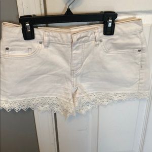 LC Lauren Conrad white lace jean shorts